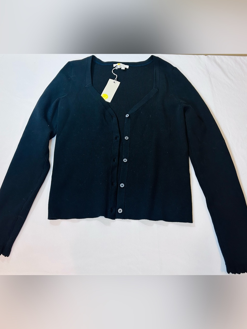 Boden Emilia Cotton Crew Cardigan Black NWT SIZE  12